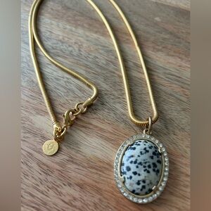 Loren Hope Gold Necklace with Dalmatian Stone Pendant
